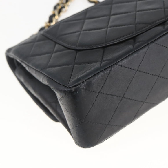 CHANEL Matelasse 23 Chain Shoulder Bag Lamb Skin Black Gold CC Auth 158007SAV