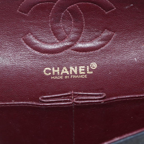 CHANEL Matelasse 23 Chain Shoulder Bag Lamb Skin Black Gold CC Auth 158007SAV