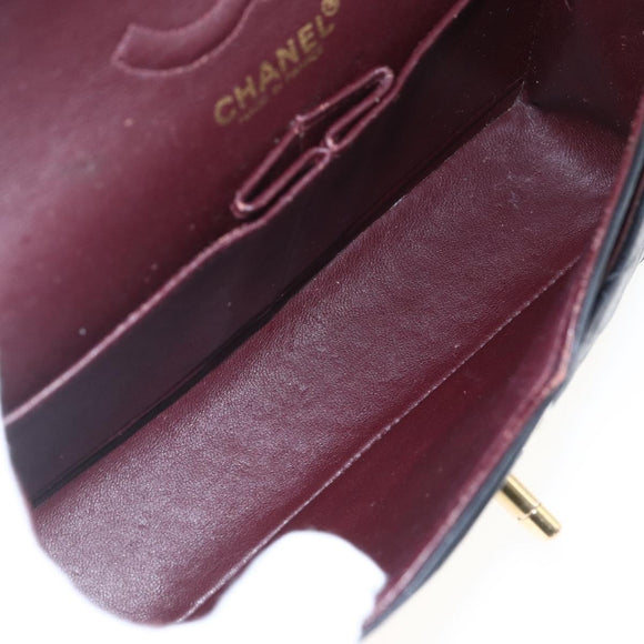 CHANEL Matelasse 23 Chain Shoulder Bag Lamb Skin Black Gold CC Auth 158007SAV