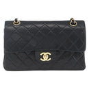 CHANEL Matelasse 23 Chain Shoulder Bag Lamb Skin Black Gold CC Auth 158007SAV-2