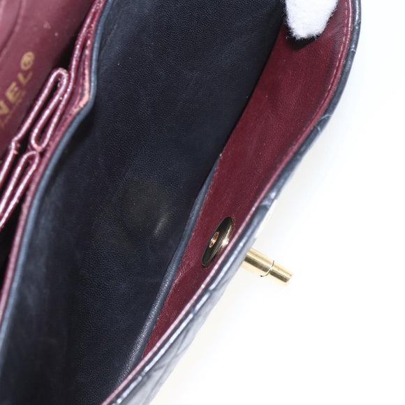 CHANEL Matelasse 23 Chain Shoulder Bag Lamb Skin Black Gold CC Auth 158007SAV