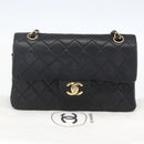 CHANEL Matelasse 23 Chain Shoulder Bag Lamb Skin Black Gold CC Auth 158007SAV-26