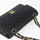 CHANEL Matelasse 23 Chain Shoulder Bag Lamb Skin Black Gold CC Auth 158007SAV-6