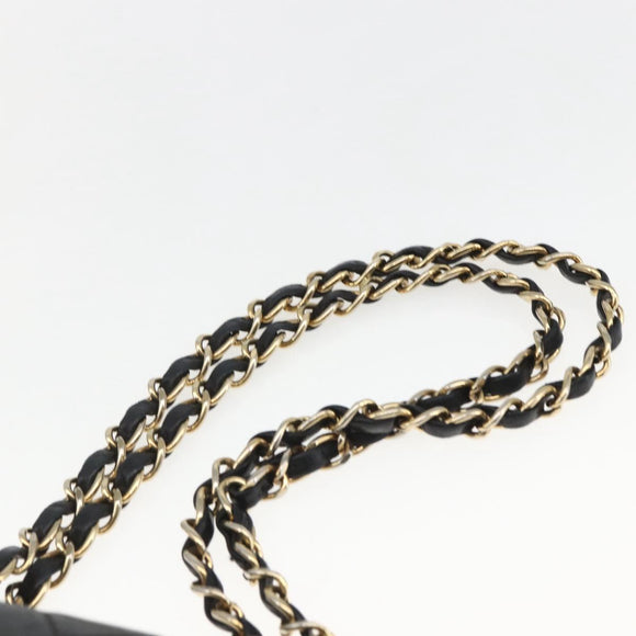 CHANEL Matelasse 23 Chain Shoulder Bag Lamb Skin Black Gold CC Auth 158007SAV