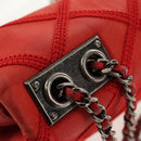 CHANEL Matelasse Chain Shoulder Bag Leather Red CC Auth 158008V-9