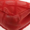 CHANEL Matelasse Chain Shoulder Bag Leather Red CC Auth 158008V-17