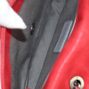 CHANEL Matelasse Chain Shoulder Bag Leather Red CC Auth 158008V-11