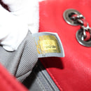CHANEL Matelasse Chain Shoulder Bag Leather Red CC Auth 158008V-12