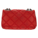 CHANEL Matelasse Chain Shoulder Bag Leather Red CC Auth 158008V-2