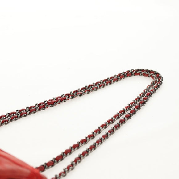 CHANEL Matelasse Chain Shoulder Bag Leather Red CC Auth 158008V