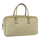 PRADA Hand Bag Nylon Ivory Gold Auth 158011-1