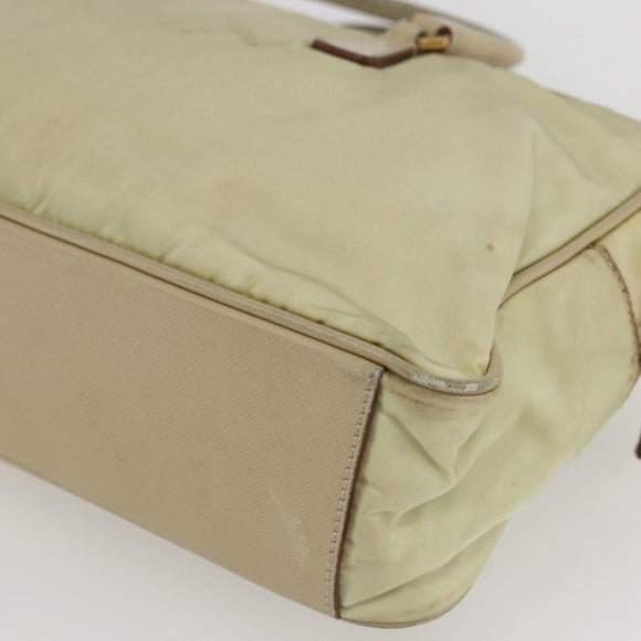 PRADA Hand Bag Nylon Ivory Gold Auth 158011