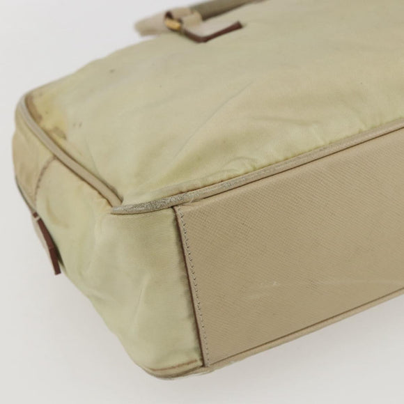 PRADA Hand Bag Nylon Ivory Gold Auth 158011