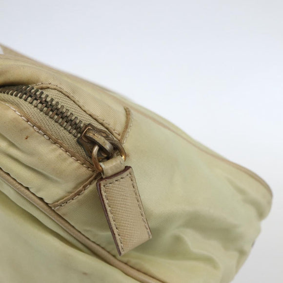 PRADA Hand Bag Nylon Ivory Gold Auth 158011