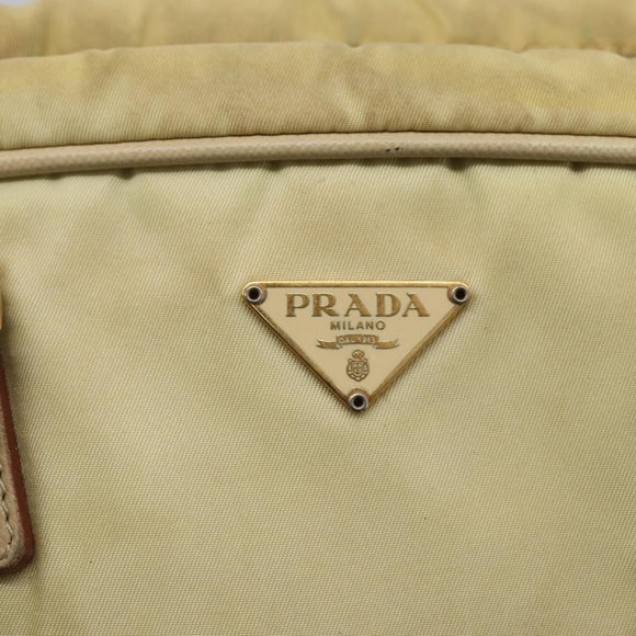 PRADA Hand Bag Nylon Ivory Gold Auth 158011
