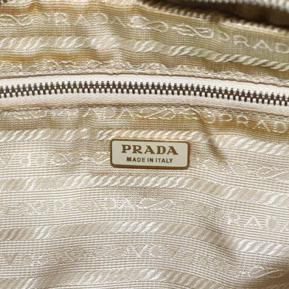 PRADA Hand Bag Nylon Ivory Gold Auth 158011
