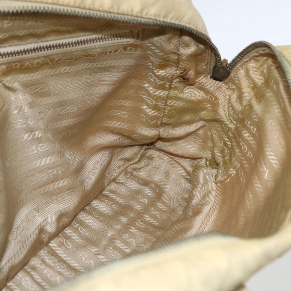 PRADA Hand Bag Nylon Ivory Gold Auth 158011
