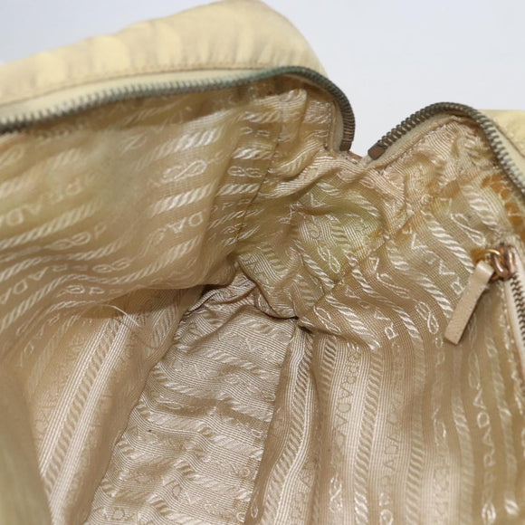 PRADA Hand Bag Nylon Ivory Gold Auth 158011