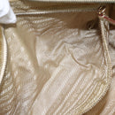 PRADA Hand Bag Nylon Ivory Gold Auth 158011-23