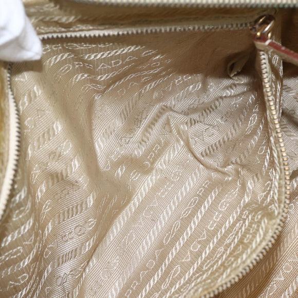 PRADA Hand Bag Nylon Ivory Gold Auth 158011