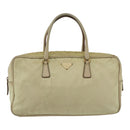 PRADA Hand Bag Nylon Ivory Gold Auth 158011-13