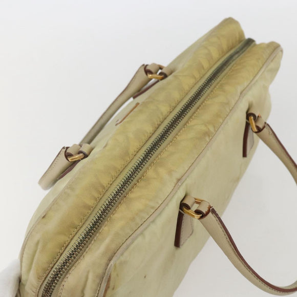 PRADA Hand Bag Nylon Ivory Gold Auth 158011