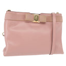 Salvatore Ferragamo Chain Vala Shoulder Bag Leather 2way Pink Gold Auth 158017-1