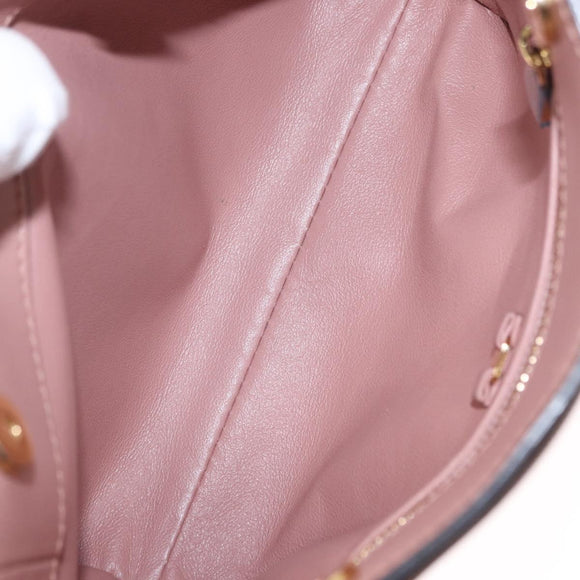 Salvatore Ferragamo Chain Vala Shoulder Bag Leather 2way Pink Gold Auth 158017