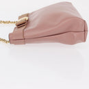 Salvatore Ferragamo Chain Vala Shoulder Bag Leather 2way Pink Gold Auth 158017-5