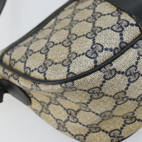 GUCCI GG Supreme Sherry Line Shoulder Bag PVC Navy Gold 89 02 032 Auth 158018