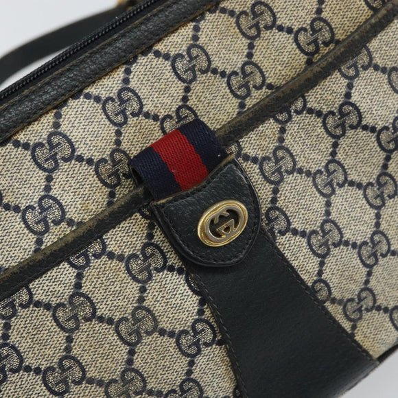 GUCCI GG Supreme Sherry Line Shoulder Bag PVC Navy Gold 89 02 032 Auth 158018
