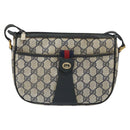 GUCCI GG Supreme Sherry Line Shoulder Bag PVC Navy Gold 89 02 032 Auth 158018-2