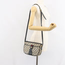 GUCCI GG Supreme Sherry Line Shoulder Bag PVC Navy Gold 89 02 032 Auth 158018-23
