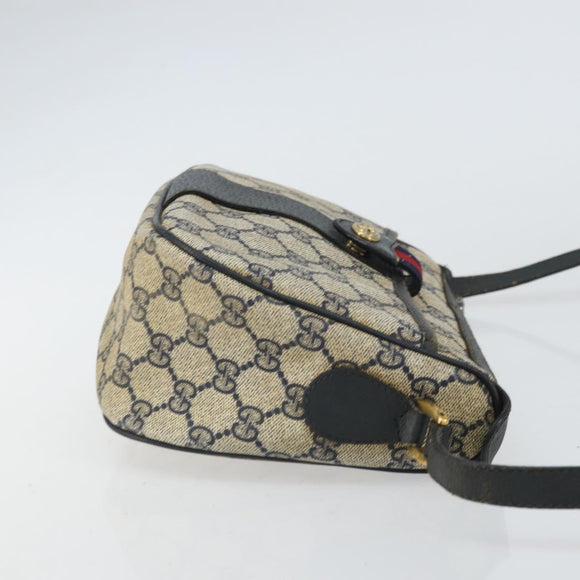 GUCCI GG Supreme Sherry Line Shoulder Bag PVC Navy Gold 89 02 032 Auth 158018