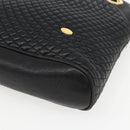 BALLY Chain Shoulder Bag Leather Black Gold Auth 158019-9