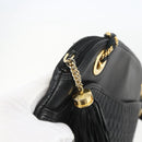 BALLY Chain Shoulder Bag Leather Black Gold Auth 158019-10