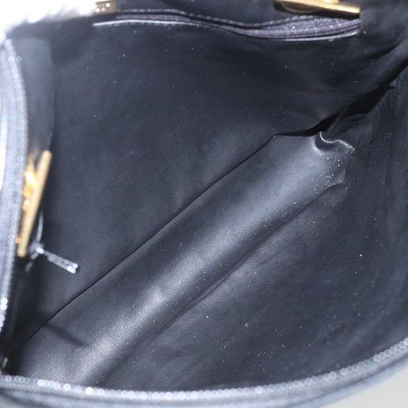 BALLY Chain Shoulder Bag Leather Black Gold Auth 158019