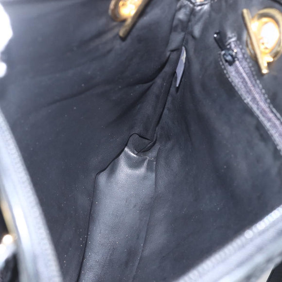 BALLY Chain Shoulder Bag Leather Black Gold Auth 158019