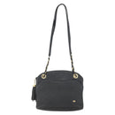 BALLY Chain Shoulder Bag Leather Black Gold Auth 158019-13