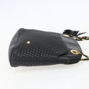 BALLY Chain Shoulder Bag Leather Black Gold Auth 158019-4