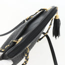 BALLY Chain Shoulder Bag Leather Black Gold Auth 158019-6