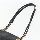 BALLY Chain Shoulder Bag Leather Black Gold Auth 158019-8