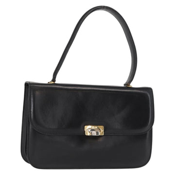 CELINE Hand Bag Leather Black Gold Auth 158020