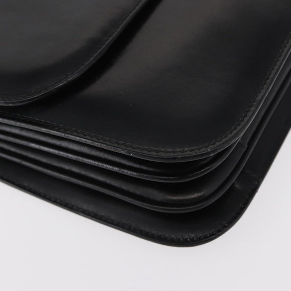 CELINE Hand Bag Leather Black Gold Auth 158020