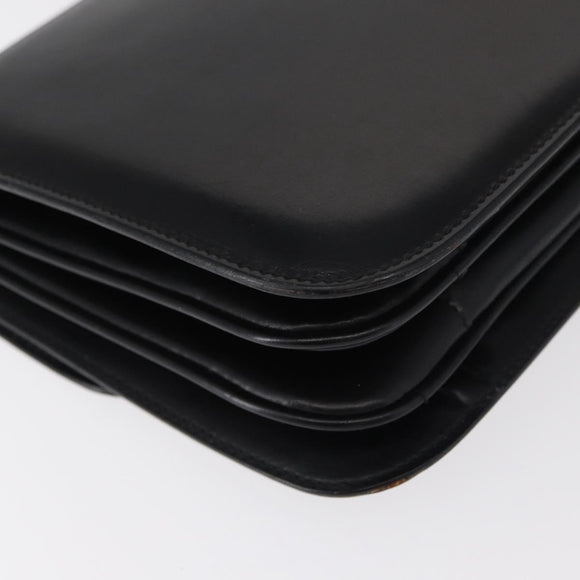 CELINE Hand Bag Leather Black Gold Auth 158020