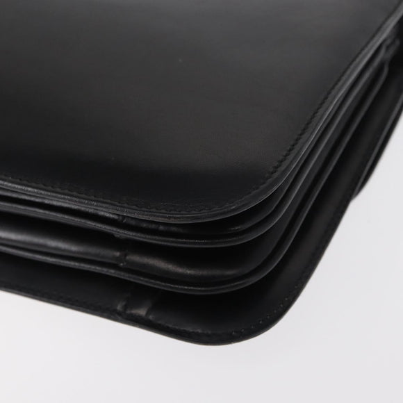 CELINE Hand Bag Leather Black Gold Auth 158020