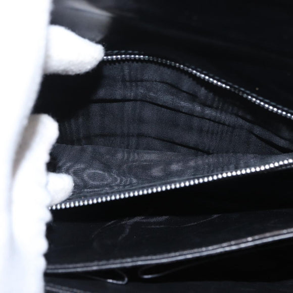 CELINE Hand Bag Leather Black Gold Auth 158020