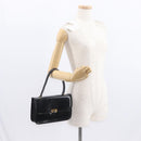 CELINE Hand Bag Leather Black Gold Auth 158020-24