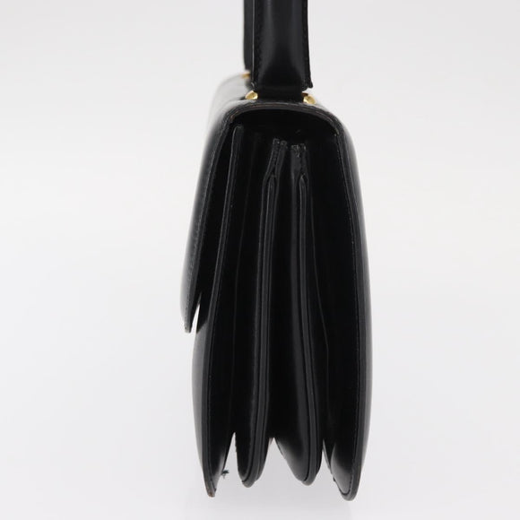 CELINE Hand Bag Leather Black Gold Auth 158020