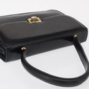 CELINE Hand Bag Leather Black Gold Auth 158020-6